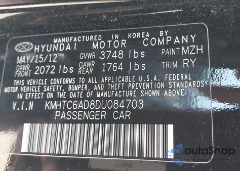 2013 Hyundai Veloster Base W/Gray from USA, damaged, VIN KMHTC6AD8DUO84703